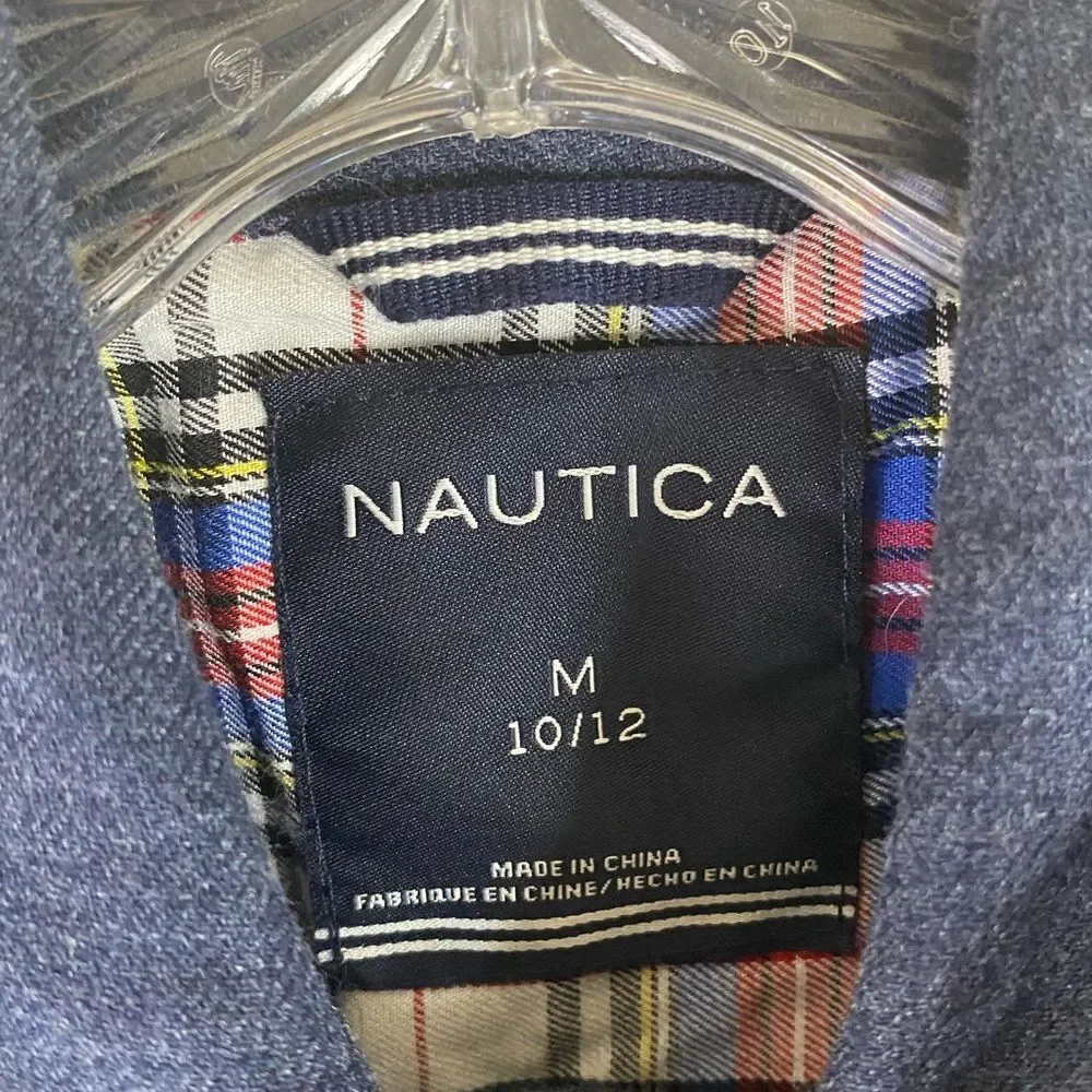 Nautica Shirt Boys Blue Chambray Denim Soft Button Down M 10/12 Preppy